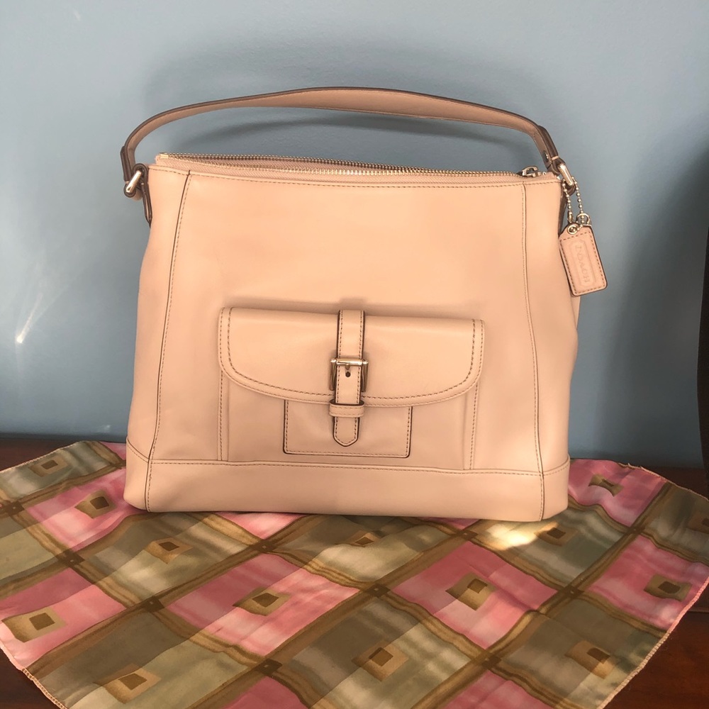Coach CHARLIE light taupe leather hobo